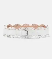 [Alaia] Alaïa Laser-cut leather belt Inch 25.5 white