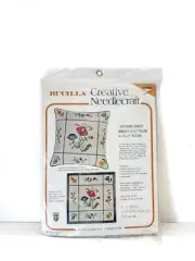 Vintage Crewel Embroidery Pillow Kit - Bucilla #2785 "Stitchery Sprays" Jacobean