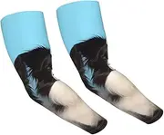 [FHEDVBN] Border Collie Arm Sleeves Compression Arm Covers for Men Women Outdoor Sun Sleeves Cooling Sports Sleeve, Black