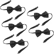 HOODANCOS Luxurious Sequin Bow Tie Set 5pcs White Hair Bow Decorations for Kids Adjustable Length for Wedding Party Banquet