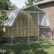 Dog Cages 2 pcs with Roof & Door - Galvanised Steel Pet Crate Kennel