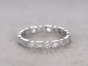 0.40 Ct Baguette Lab Created Diamond Eternity Wedding Band 14k White Gold Plated