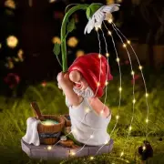 Garden Gnomes Outdoor Statue with Solar Lights,Bathing Large Funny Gnome