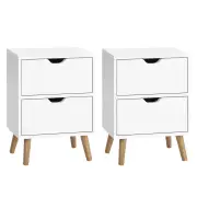 2X Bedside Table 2 Drawers - BODEN White