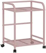 Printer Shelf PC Tower Stand CPU Floor Stand Under Desk with Lockable Castor Wheels Sturdy PC Trolley for Gaming Desk PC Accessories,Pink