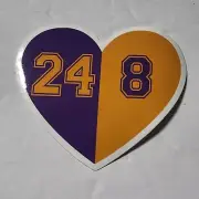 Kobe Bryant LA Lakers #24 #8 Heart Purple & Yellow Sticker 3" New
