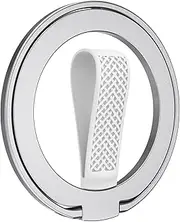 EWA MagOne (Upgrade) Loop Edition [Compatible with Magsafe] Phone Grip Stand with Silicone Finger Loop Strap, Removable Magnetic Ring Holder Kickstand Loop, for iPhone 16, 15, 14, 13 Pro/Max-Silver
