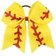 USA SOFTBALL 1 JUMBO 7" Cheer Bow Ponytail Holder Teen Big Girls Large Hair Bow
