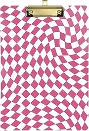 Peach and White Twisted Checkerboard clipboards with folders Transparent for Legal Women Basketball Coaches Size 9 x 12