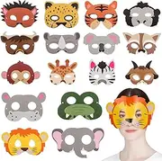 JOINPAYA 16pcs Cartoon Animal Paper Masks: Party Jungle Animal Masks Forest Cartoon Masks with Elastic Rope for Animal Theme Party Birthday Halloween Dress-Up Masquerade Supplies