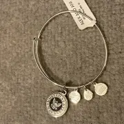 Alex and Ani US Navy Charm Bangle Bracelet Silver Color Blue Holiday Gift NWT