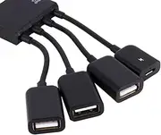 Multifunctional 4 Port Micro USB OTG Host Hub Splitter, USB Adapter Cable for Keyboard Mouse Card Reader, Essential for Tablet Smartphone