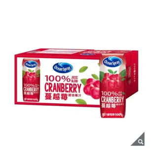 Costco好市多代購 Ocean Spray 100% 蔓越莓綜合果汁 250毫升 X 18入 126581