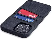 Dockem Wallet Case for iPhone 13 Pro Max with Built-in Metal Plate for Magnetic Mounting & 2 Credit Card Holder Pockets: Luxe M2, Canvas Style Synthetic Leather (6.7" iPhone 13 Pro Max, Black)