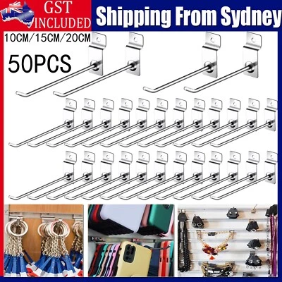 50PCS Slatwall Hook Slat wall panel Grooved Display Board Showroom Hooks AUS