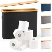 Toilet Paper Storage for 12 Rolls, Stackable Foldable - The Ultimate Bathroom Organizer - Waterproof Basket with Bamboo Lid - Elegant Toilet Paper Storage Hol