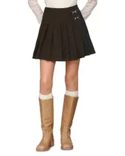 Avec Les Filles Mixed Pattern Pleated Mini Skirt