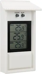 Digital Thermometer Outdoor Garden Waterproof Temperature with Hook White ABS Material
