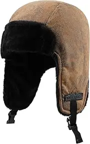 [Croogo] Eskimo Hat Russian Ushanka Cossack Trooper Hat Leather Trapper Aviator Hats Fur Lined Earflap Winter Cap Snow Ski Hats, Dpl3-khaki, One Size