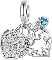 [Teleye] Heart Lock Pendant Charm 925 Sterling Silver Charm Fits For Pandora Bracelet Necklace,SCC2502, Cubic Zirconia, Created Cubic Zirconia