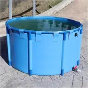 Canvas Fish Pond, Round Thickening Fish Pond Pool, Pool Above Ground with Durable Framed, Outdoor Large Capacity Foldable Tank for Koi(1.3x0.6m)