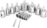 ValueHall Diamond Drill Bits 15 PCS Diamond Hole Saw Coated Core Dril 6 mm -50 mm (1/4 to 2 Inch) Glass Drill Bit Hole Saw Set for Glass Ceramic Porcelain Marble Tile Granite V7041-3