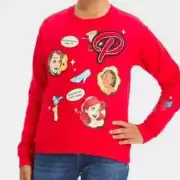 Girls' Disney 100 Princess Retro Reimagined Patch Sweatshirt - Red M