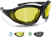 Bertoni Motorcycle Goggles Photochromic Lens Interchangeable Arms Strap mod.333 Motorbike Sunsensor Riding Padded Glasses