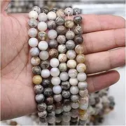 [MURUI] ZP 1 Strand Natural Stone Bamboo Leaf Agater Bead Round Loose Spacer Beads for Jewelry Making Findings DIY Bracelet Necklace Y1127 (Color : Bamboo Leaf Agate, Item Diameter : 12mm x 20pcs)