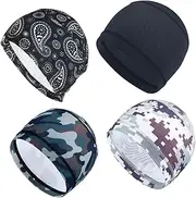 [SHERCHPRY] Sports Cap Lining 4 Pack Quick Dry Helmet Liner Moisture Absorbing Helmet Linning Cap Breathable Stretchy and Comfortable White