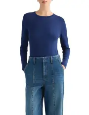 [David Lawrence] Lorelai Long Sleeve Babywool Top in Neptune Blue