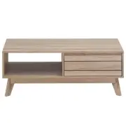 Design Square Raya Classic Scandinavian Wooden Open Shelf Rectangular Coffee Table - Oak