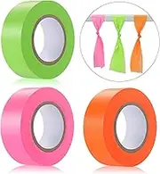 3 Pack Neon Marking Tape - Non-Adhesive Survey Tape for Boundaries & Hazardous Areas, Trail Marking (3 Colors, 25MM)