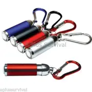 2 Pack Silver Keychain LED Flashlight Carabiner Clip Adjustable Camping Survival