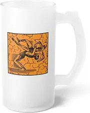 Teegarb Letter Blanket Retro Wrestling MMA Wrestler Graphic Frosted Glass Beer Mug 16oz / Frosted