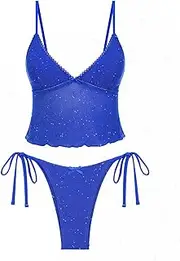 [seamoly] Colorblock Stripes Tie Side Tankini Set