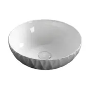 400*400*130mm White/Black Ceramic Stripe Pattern Ceramic Round Above Counter Basin