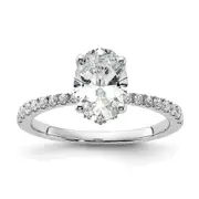 1.50ct. CZ Solid Real 14k White Polish Oval Engagement Ring
