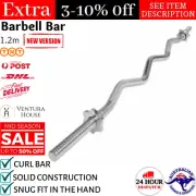 1.2m Standard Barbell Bar Olympic Dumbell Bar Curl Gym Exercise Ez Spinlock 25mm