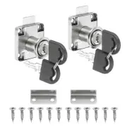 2Pcs 7/8" Cylinder Cabinet Cam Lock Keys Different Alloy Tool Box Lock Silver