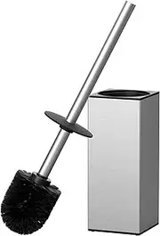 [FORIOUS] Toilet Brush and Holder Set, Heavy Duty 304 Stainless Steel Base Square and Long Handle Toilet Bowl Brush for Bathroom Cleaning, Drip-Proof, Space Saving for Storage, 2 Brush Head