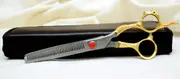 Ovial Camel- 24KT Gold Plated Professional Thinning Barber Scissor 8"