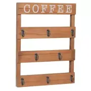 Solid Wood Coffee Mug Holder Wall Mounted, Rustic Cup Rack with 8 13”x17“ Brown