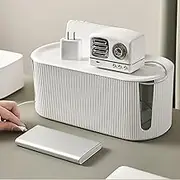 Cable Management Box, Cable Tidy Box, Storage Cord Organizer Box for Hide and Conceal Electrical Cables, Extension Power Strip Box (White)