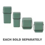 Brabantia Sort and Go Kitchen Can Stackable Recycling Pail with Handle Fir Green