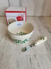 Lenox holiday Dip bowl spreader mistletoe Xmas home decor set
