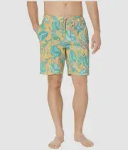 $99 Rip Curl Mens Yellow Striped Swimwear Trunks Drawstring Boardshorts Size 34