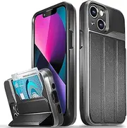 Vena Wallet Case Compatible with Apple iPhone 13 Mini (5.4"-inch), vCommute (Military Grade Drop Protection) Flip Leather Cover Card Slot Holder with Kickstand (Space Gray)