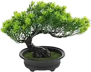 GANAZONO Simulation Welcome Pine Bonsai Tree Fake Bonsai Fake Plants Japanese Artificial Potted Pine Desktop Desk Bookshelf House Plant Pots Faux Bonsai Accessories Plastic Shrub Office