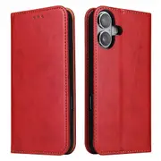 For iPhone 16 Plus Case Leather Flip Wallet Folio Cover Stand Red